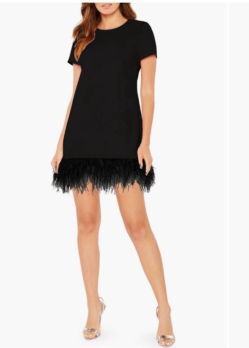 Likely Marullo feather trim black mini dress size 0 new with tags